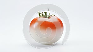 A Half white of a single cherry tomato, showcasing its glossy skin