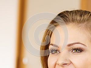 Half of woman face. Young female and her eyes