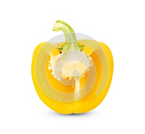 Half yellow pepper on white background