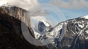 Halfdome And Clouds In Blue Sky Sped Up Yosemite California