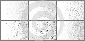 Halftone abstract gradient random dots backgrounds. A4 paper size. Vector illustration. B