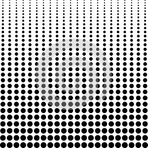 Halftone background, decreasing black dots vertically, vector halftone background comics or manga