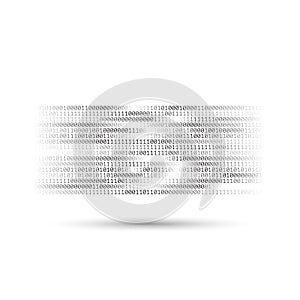 Halftone binary code. Information and data stream. Abstract computer technology background. Dynamic elements for design