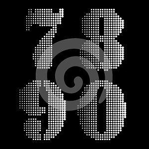 Halftone Black White Alphabet letters Numbers Notations