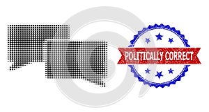 Halftone Chat Icon and Unclean Bicolor Politically Correct Watermark