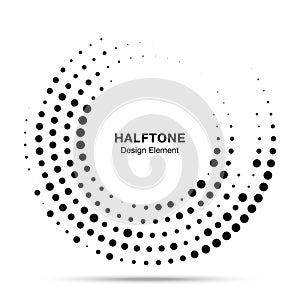 Halftone circle dotted frame. Round border random halftone circle dot texture. Half tone circular background pattern.