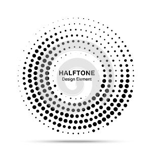 Halftone circle dotted frame. Round border random halftone circle dot texture. Half tone circular background pattern.