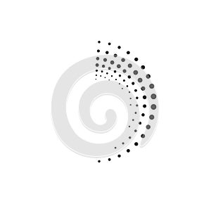 Halftone circle elements dots logo emblem design element. Round border Icon using halftone circle dots. Stock vector illustration