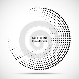 Halftone circle frame abstract dots logo emblem design element for medical, treatment, cosmetic. Vector illustration