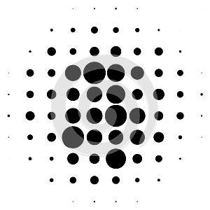 Halftone circles, halftone dots pattern. Monochrome half-tone