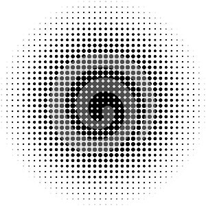 Halftone circles, halftone dots pattern. Monochrome half-tone