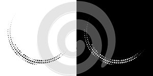 Halftone Circular Dot Pattern. Circle Frame using Halftone Dots Raster Texture. Spiral logo Icon. Radial design element. Vector