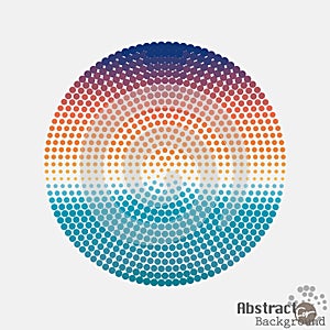 Halftone colorful dot circle, center of the radial pattern