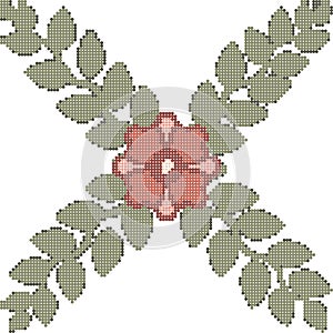 Halftone colorful seamless retro pattern cross leaf vine pink fl