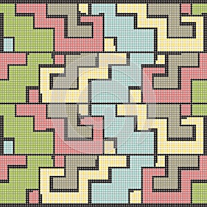 Halftone colorful seamless retro pattern geometry ladder blocks