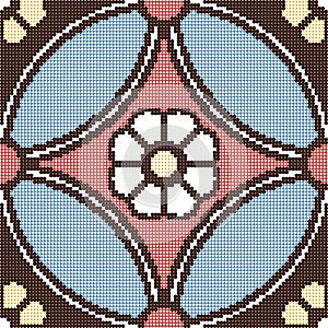 Halftone colorful seamless retro pattern round cross frame flower