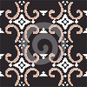 Halftone colorful seamless retro pattern round spiral curve cross dot line