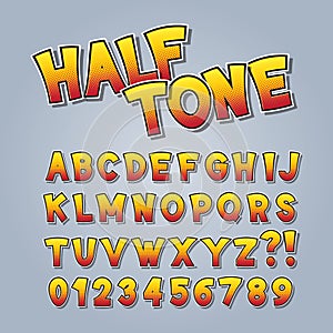Halftone Comic Pop Art Alphabet and Numbers