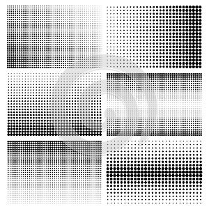 Halftone design elements with black dots isolated on white background. Comic dotted pattern.Vector illustration.