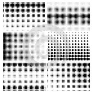 Halftone design elements with black dots isolated on white background. Comic dotted pattern.Vector illustration.