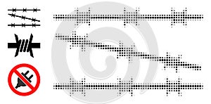 Halftone Dot Vector Barbed Wire Fence Icon