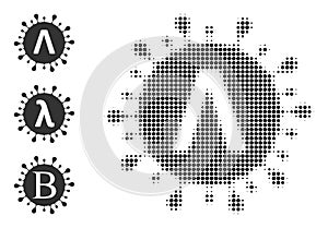 Halftone Dot Vector Lambda Coronavirus Strain Icon