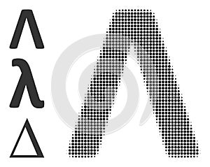 Halftone Dot Vector Lambda Greek Letter Icon