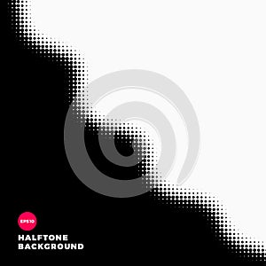 Halftone dots background, wave shape, vector illustration