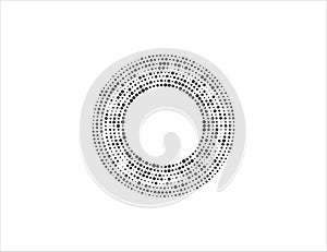 Halftone dots in circle form, logo. Vector illustration