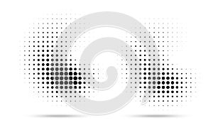 Halftone dots curved gradient pattern texture isolated on white background set. Curve Vector blot half tone illustration