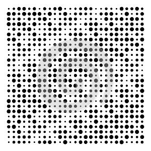 Halftone dots, dotted pattern. Pointillist, pointillism vector illustration. Speckles textire