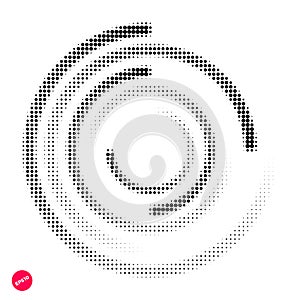 Halftone dots graphic elements, abstract incomplete circle, vector illustration