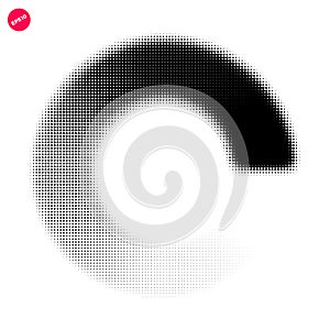 Halftone dots graphic elements, abstract incomplete circle, vector illustration
