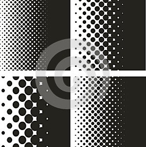 Halftone dots pattern gradient set in vector format.