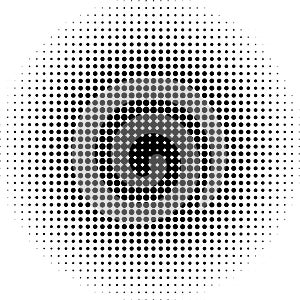 Halftone dots radial background black and white