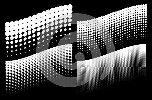 Halftone dots wave backgrounds. Collection templates using halftone dots patterns. Vector illustration