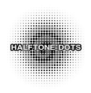 Halftone dots on white background.