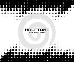 Halftone dotst pattern texture horizontal background. Frame halftone circle zigzag grunge pattern. Vector