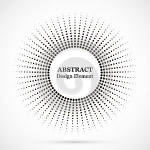 Halftone dotted background circularly distributed. Halftone effect vector pattern. Circle dots isolated on the white background.