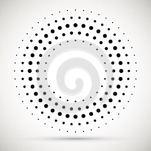 Halftone dotted background circularly distributed. Halftone effect vector pattern for your design. Circle dots isolated on the