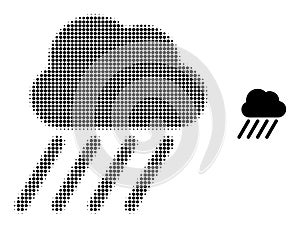 Halftone Dotted Rain Cloud Icon