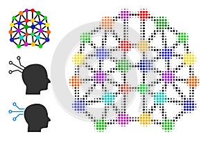 Halftone Dotted Vector Artificial Brain Icon