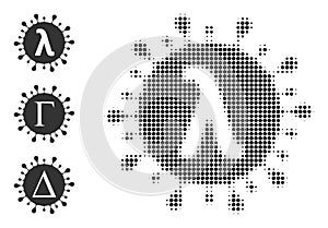 Halftone Dotted Vector Lambda Covid Virus Icon