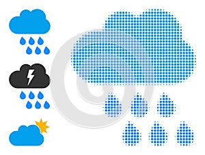 Halftone Dotted Vector Rain Cloud Icon