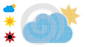 Halftone Dotted Vector Sun Cloud Icon