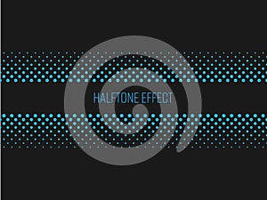 Halftone effect title strip with blue text on dark grey background. Vector illustration