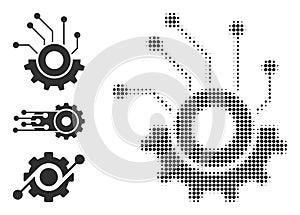 Halftone Dotted Vector Gear Electronics Icon