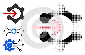 Halftone Dot Vector Gear Wheel Integration Icon