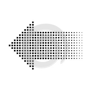 Halftone gradient dots arrow, graphic element, vector illustration