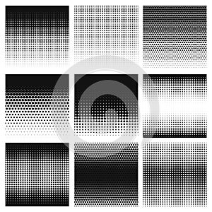 Halftone. Gradient halftone dots graphic, digital technology pattern. Grayscale perforated monochrome honeycomb texture